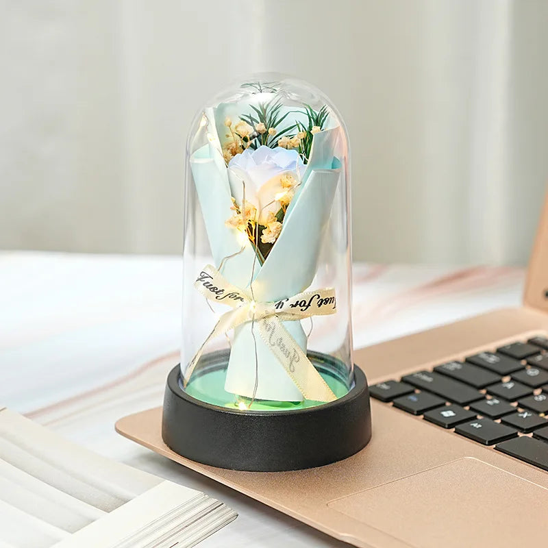 Rosa Eterna Illuminata LED in Cupola di Vetro – Decorazione & Regalo Romantico