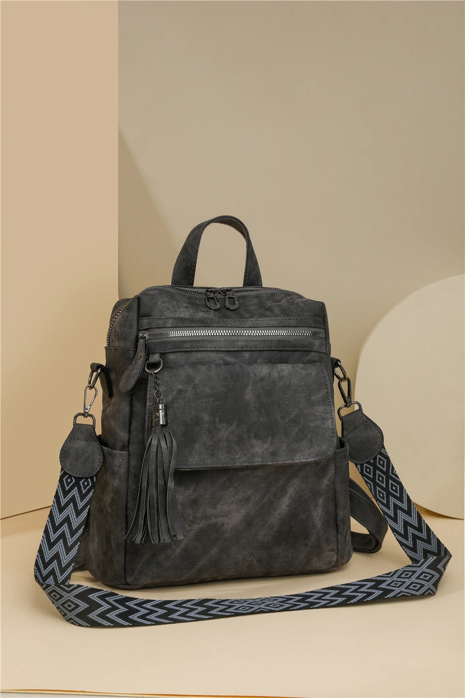 Zaino donna grande capacità in pelle simil-cuoio – daypack fashion da viaggio e scuola, backpack solid colour per ragazze