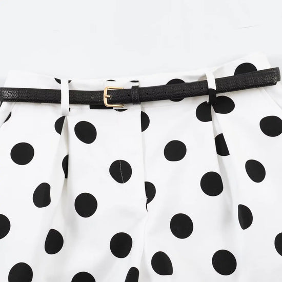 Shorts Donna a Pois Vita Alta – Pantaloncini Estivi Casual Chic