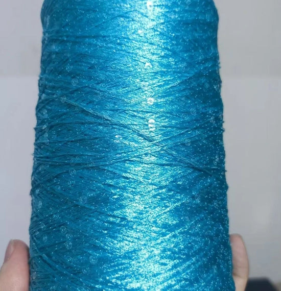 Filato Ice Silk con paillettes 500 g – Yarn mercerizzato con sequin per lavori a uncinetto, maglieria decorativa e top scintillanti