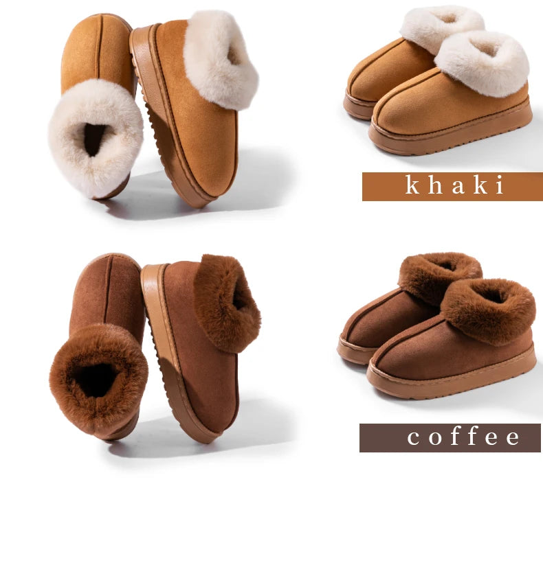Snow boots donna 2025 – stivaletti fluffy in faux fur e suede, comodi indoor/outdoor, antiscivolo e super caldi