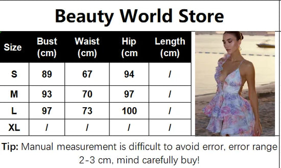 Vestito estivo mini chiffon floreale con scollatura profonda e maniche a palloncino – Abito da sera Fairycore 2025