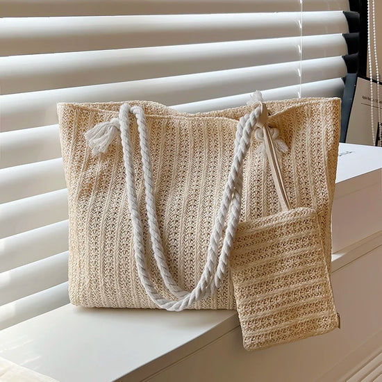 Borsa Tote Donna in Paglia Grande Capacità – Stile Boho Estivo