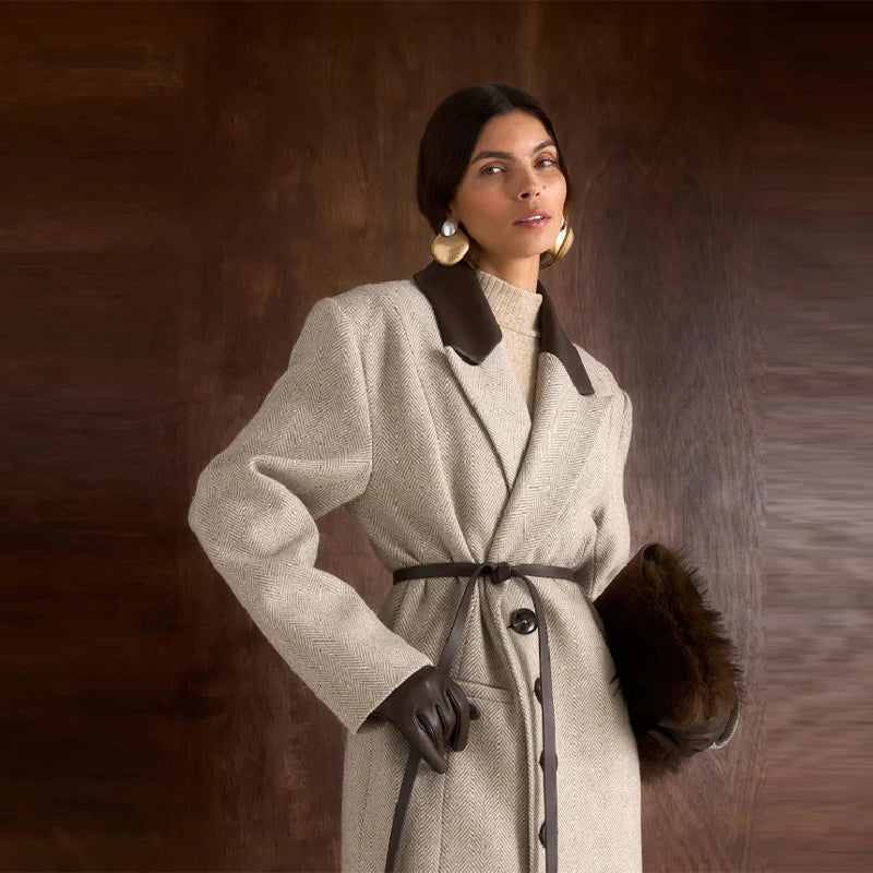 Cappotto Lungo Donna a Pois con Cintura - immagine 15