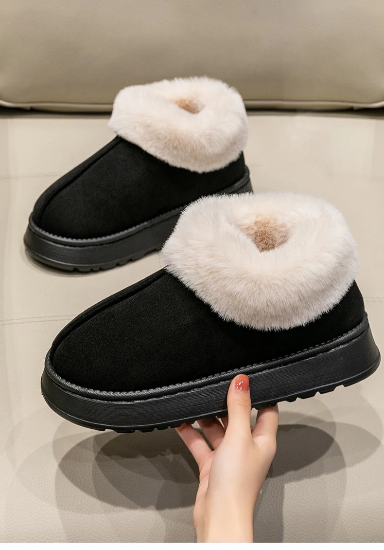 Snow boots donna 2025 – stivaletti fluffy in faux fur e suede, comodi indoor/outdoor, antiscivolo e super caldi