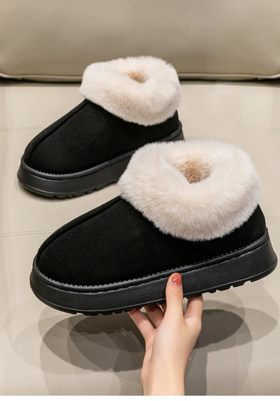 Snow boots donna 2025 – stivaletti fluffy in faux fur e suede, comodi indoor/outdoor, antiscivolo e super caldi