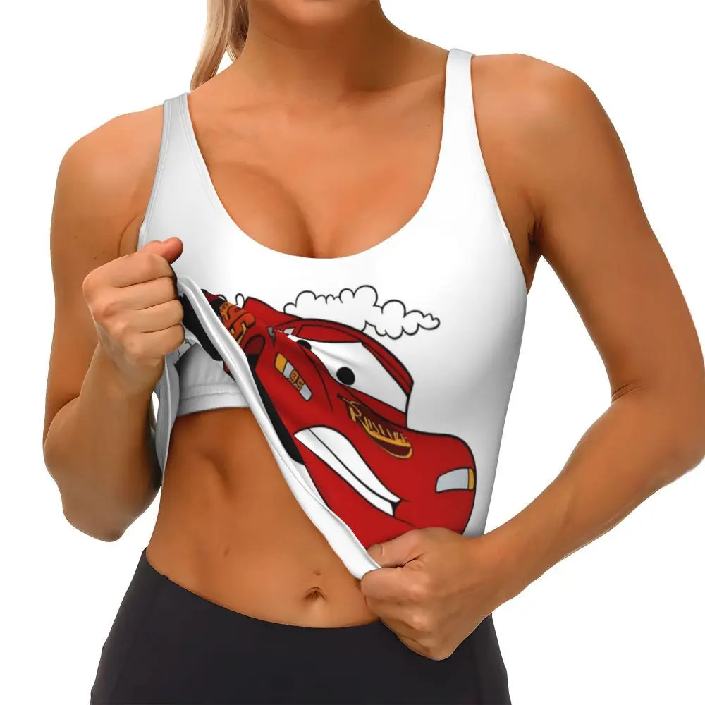 Maglia cars SaettaMcQueen Donna | Cartoon Fitness Crop Top Cars