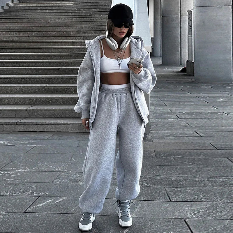 Set donna 2025 – tuta sportiva casual con felpa con cappuccio + pantaloni elasticizzati, outfit fitness & athleisure