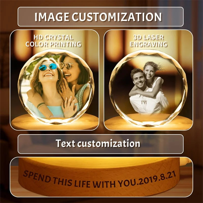 Cristallo Rotondo Personalizzato con Foto e Incisione – Ricordo Elegante per Anniversario e Matrimonio