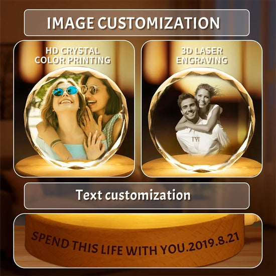 Cristallo Rotondo Personalizzato con Foto e Incisione – Ricordo Elegante per Anniversario e Matrimonio