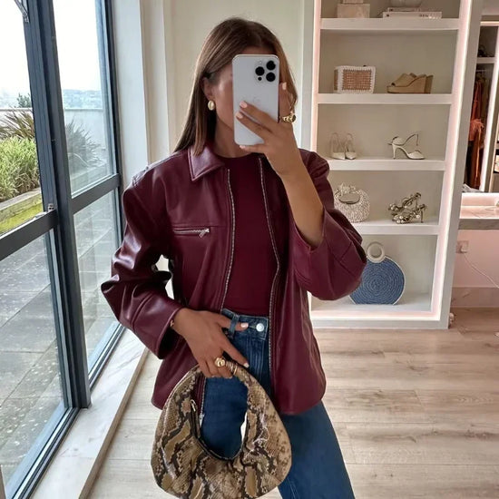 Giacca Donna in Similpelle con Zip e Colletto - immagine 28