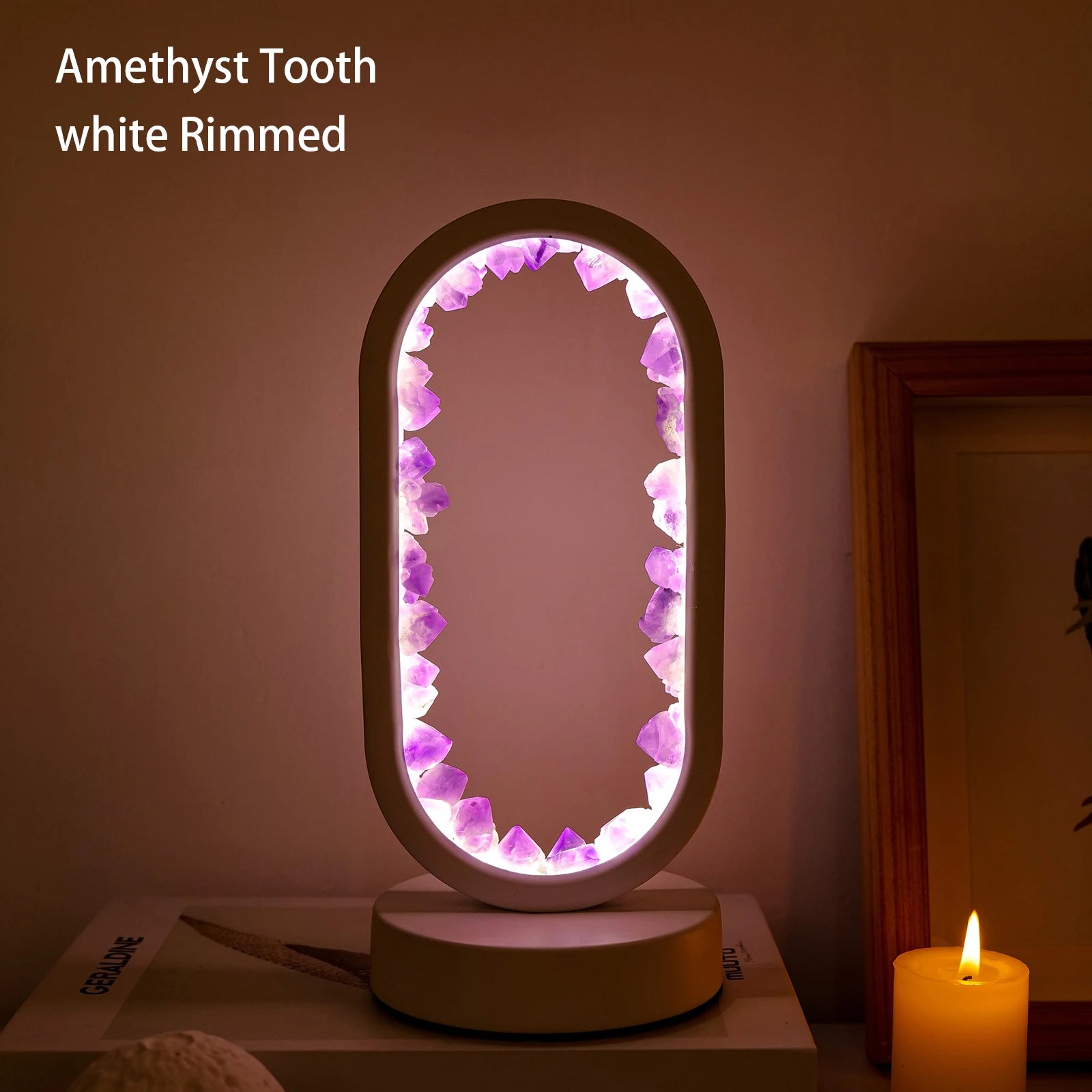 1PC LED Bedside Lamp | Natural Quartz & Amethyst Raw Stone Crystal Lamp | Soothing Night Light for Bedroom & Desk, Christmas Dec