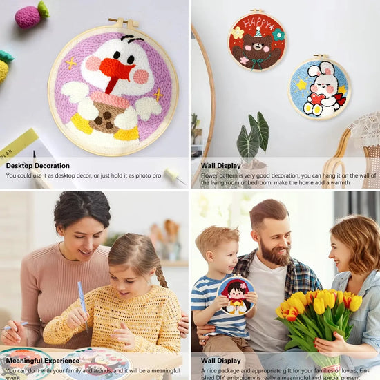 Kit Punch Needle Completo con Telaio – Ricamo DIY Facile per Principianti