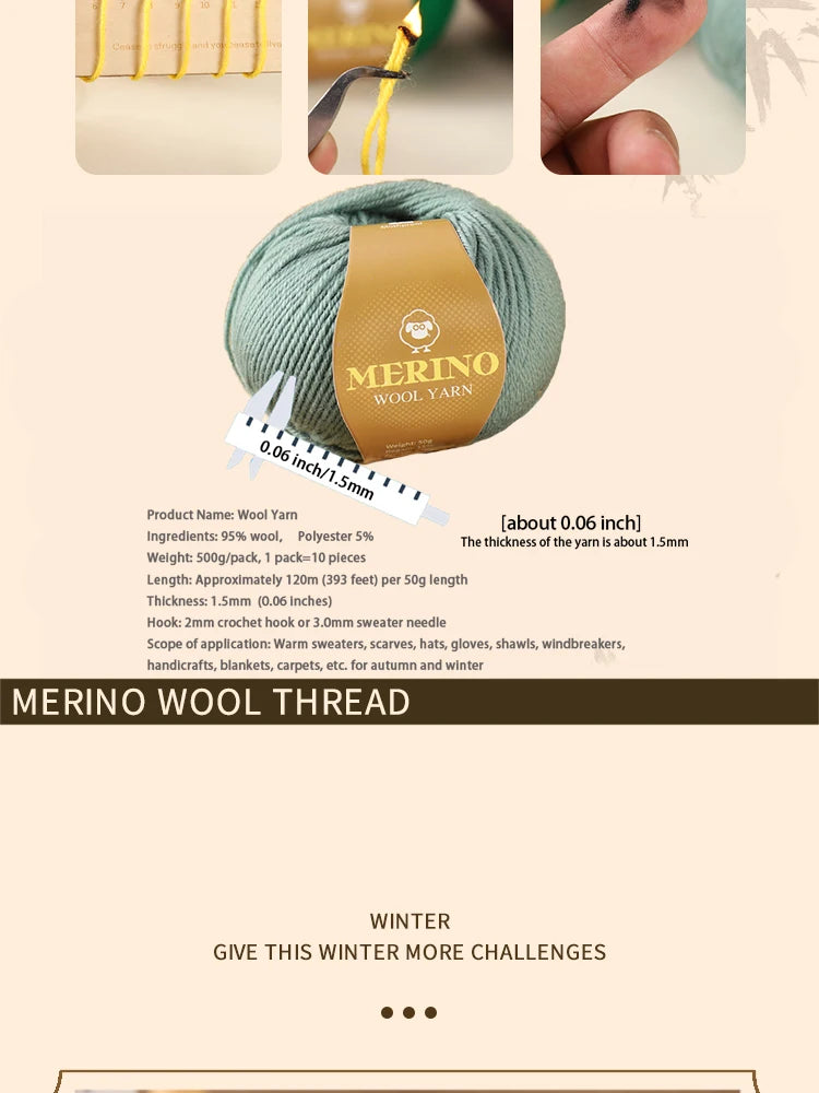 Set 500 g Filato Lana Medio-Spesso – 10 Gomitoli per Maglieria e Uncinetto