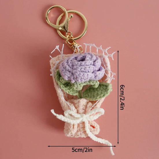 Portachiavi fiore all’uncinetto artigianale – charm amigurumi handmade per borse e chiavi