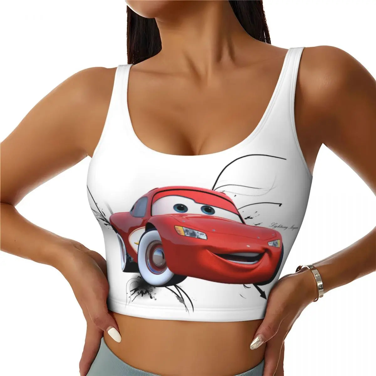 Maglia cars SaettaMcQueen Donna | Cartoon Fitness Crop Top Cars