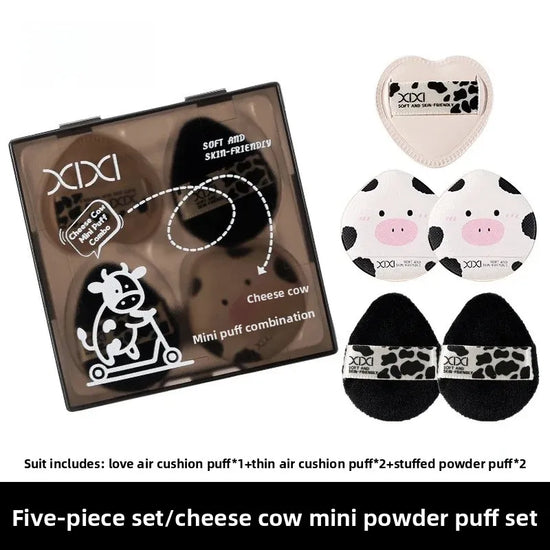 Set 5 spugnette makeup ultra morbide “cheese cow” – compatibili dry & wet