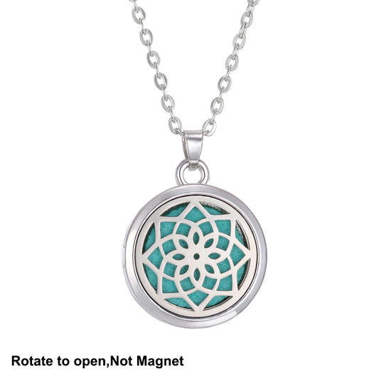 Collana Aromaterapia Albero della Vita – Ciondolo Rotondo Diffusore Oli Essenziali in Acciaio Inox | Idea Regalo Donna