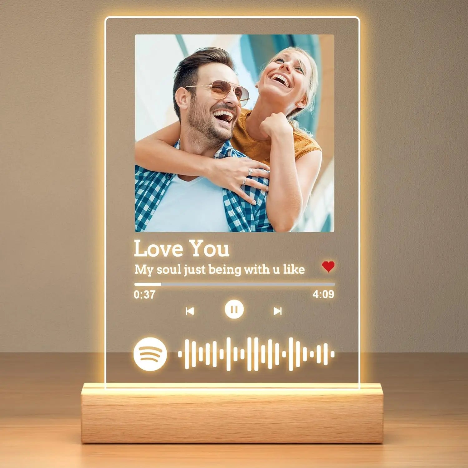 Targa Personalizzata con Musica Spotify – Lampada Acrilica Foto per Regalo Romantico