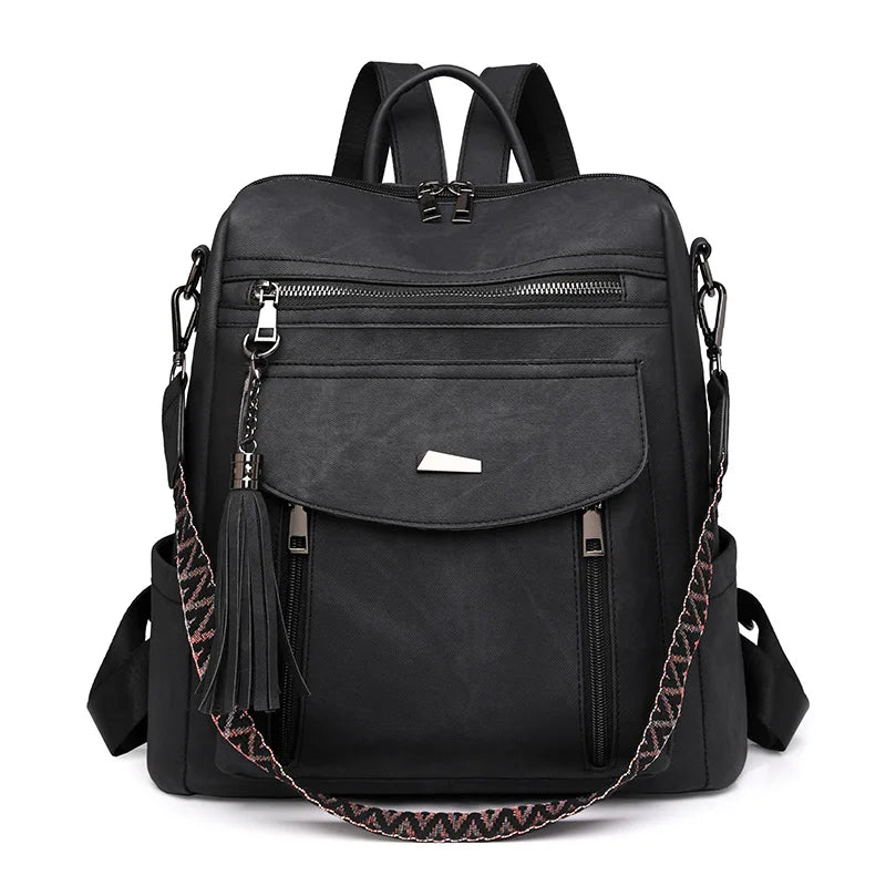 Zaino donna in pelle sintetica impermeabile + ant-furto – travel business college backpack grande capacità con nappina 2025