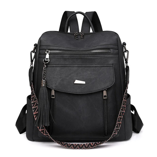 Zaino donna in pelle sintetica impermeabile + ant-furto – travel business college backpack grande capacità con nappina 2025