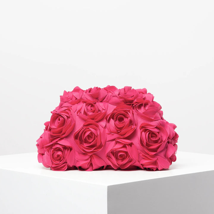 Clutch elegante rosa per donna – borsa clutch da cerimonia/partecipazione con rose, regalo perfetto per festa & cena