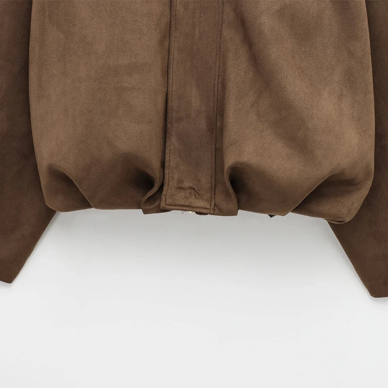 Giacca Bomber Donna con Zip, Collo a Revers e Maniche Lunghe – Giubbotto Corto Stile High Street 2025 per Autunno/Inverno
