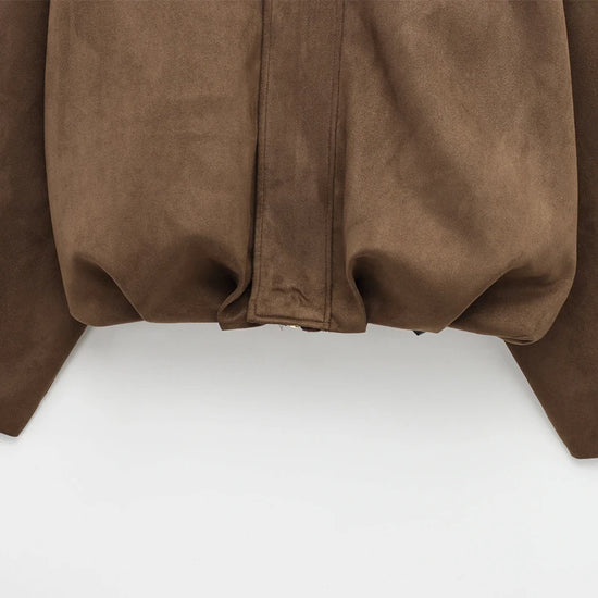 Giacca Bomber Donna con Zip, Collo a Revers e Maniche Lunghe – Giubbotto Corto Stile High Street 2025 per Autunno/Inverno