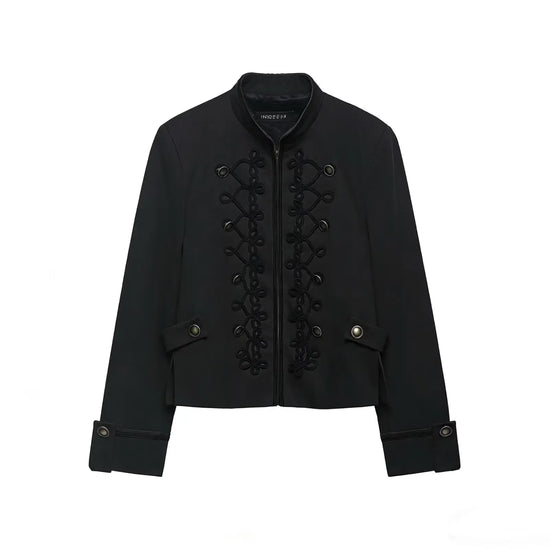 Giacca Elegante Donna Ricamata – Blazer Nero da Sera