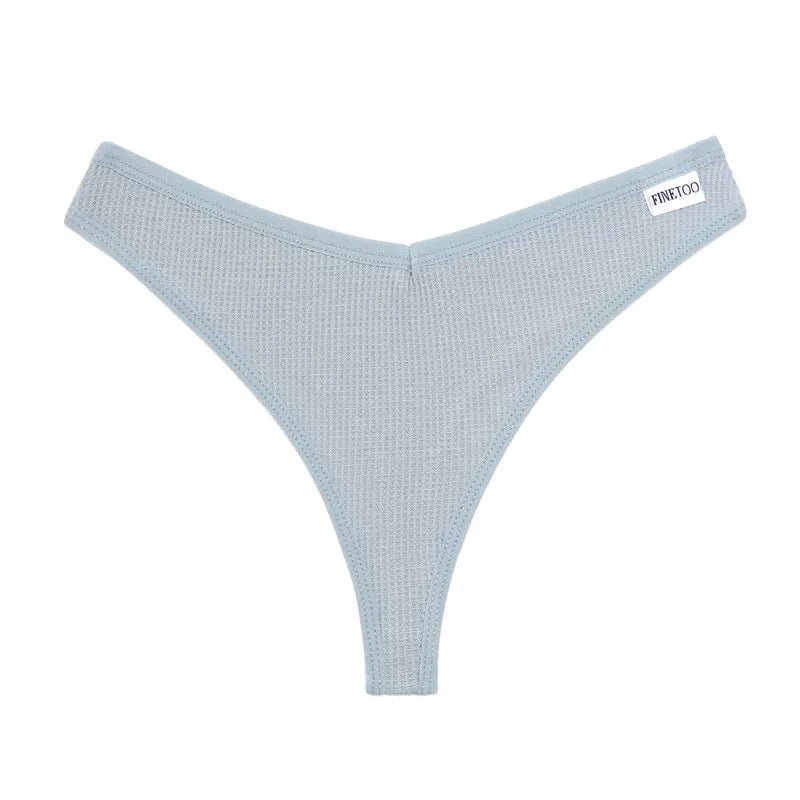 Set 3 pezzi perizomi donna G-string in cotone waffle a vita bassa – underwear sexy comfort quotidiano