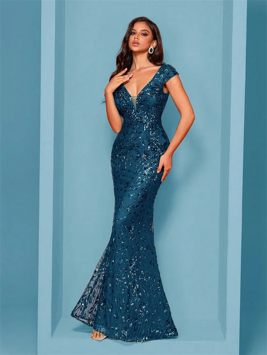 Abito Mylly Lungo Elegante – Dress Cerimonia con Paillettes per Damigelle e 18°