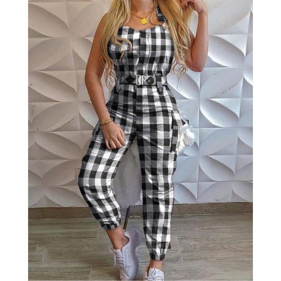 Jumpsuit cargo donna 2025 – tuta senza maniche con spalline sottili, tasche utility, look casual chic
