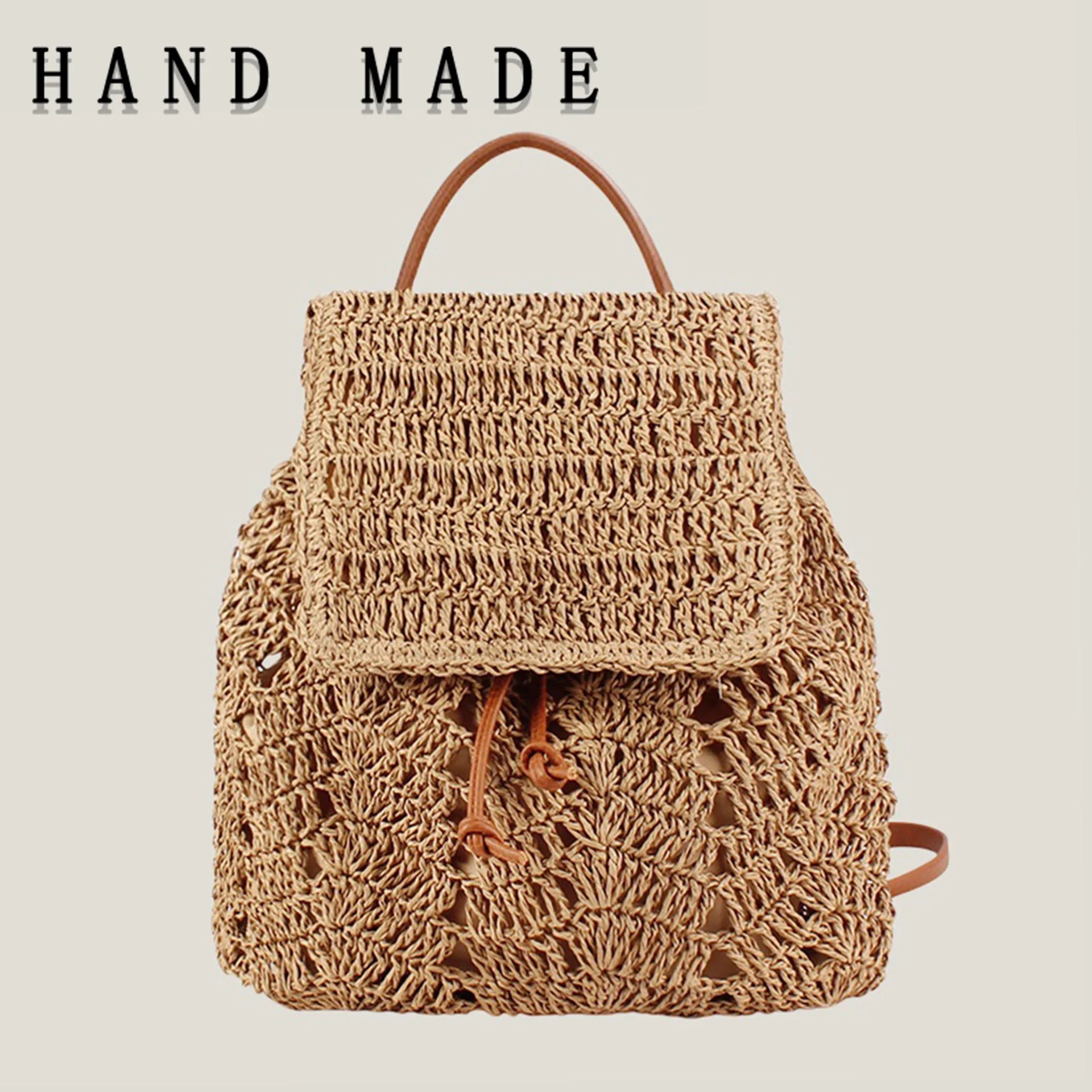 Zaino Donna in Paglia Intrecciata – Borsa Estiva Beige o Khaki