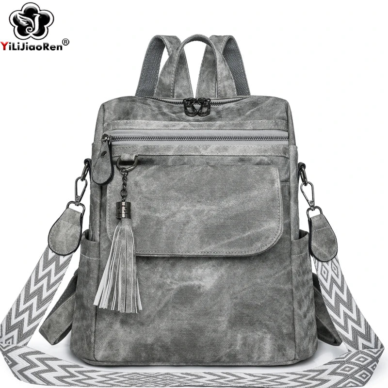 Zaino donna grande capacità in pelle simil-cuoio – daypack fashion da viaggio e scuola, backpack solid colour per ragazze