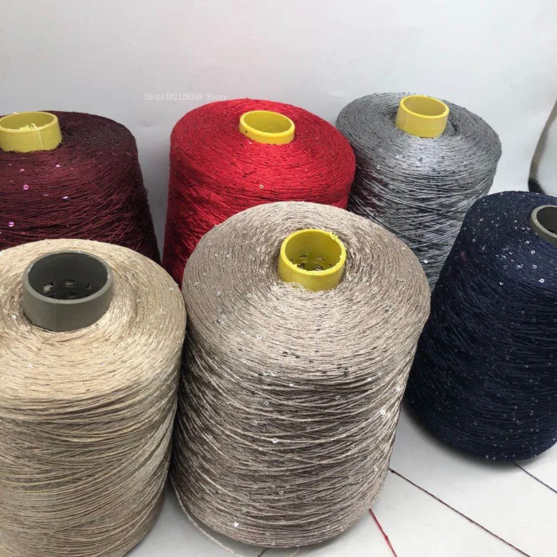 Filato Ice Silk con paillettes 500 g – Yarn mercerizzato con sequin per lavori a uncinetto, maglieria decorativa e top scintillanti
