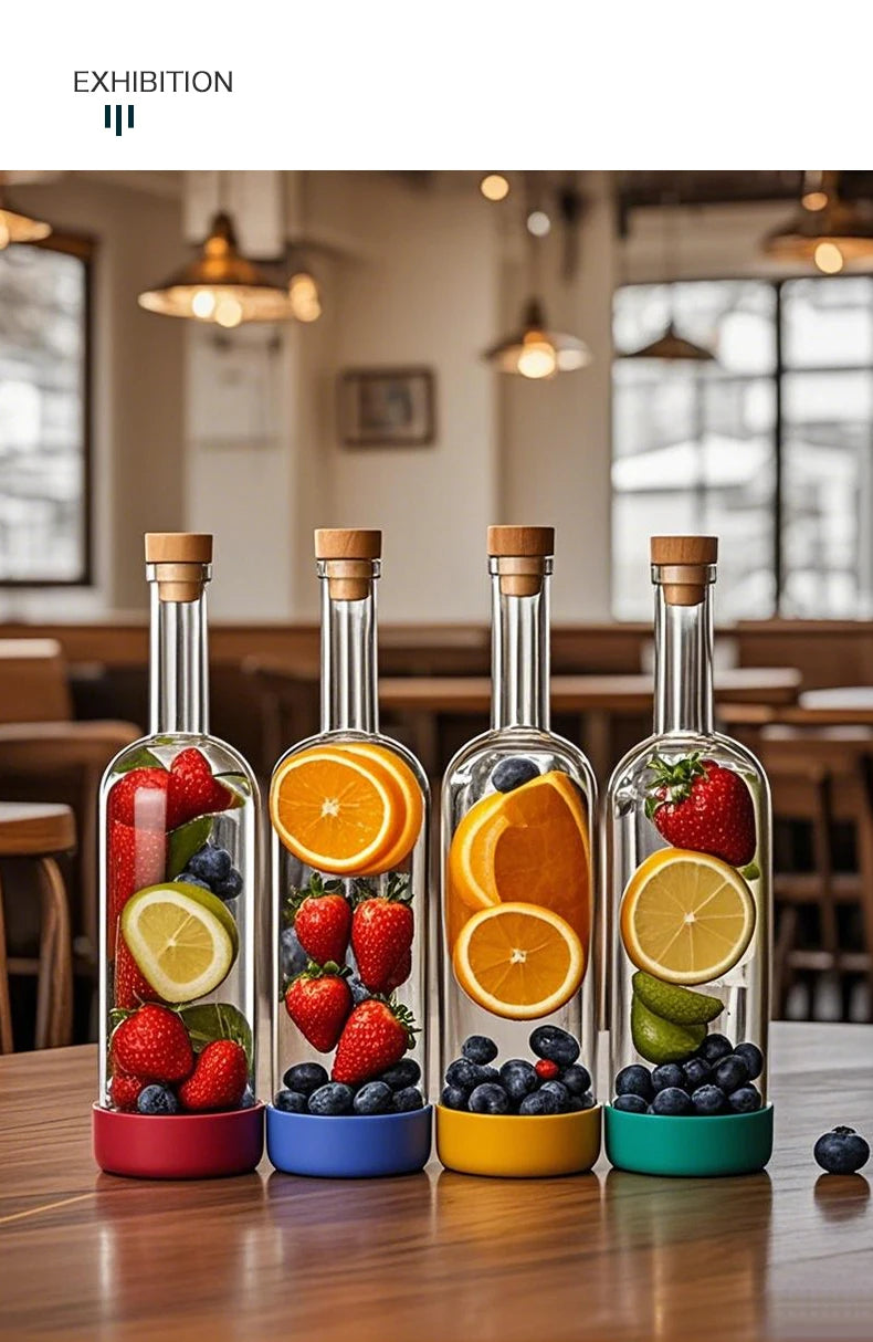 Bottiglia per Licuori in Vetro 800 ml con Scala Graduata per Cocktail e Cucina