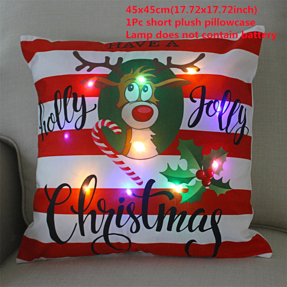 Copricuscino natalizio LED 45×45 cm ‒ federa luminosa decorativa per Natale, addobbo casa & divano