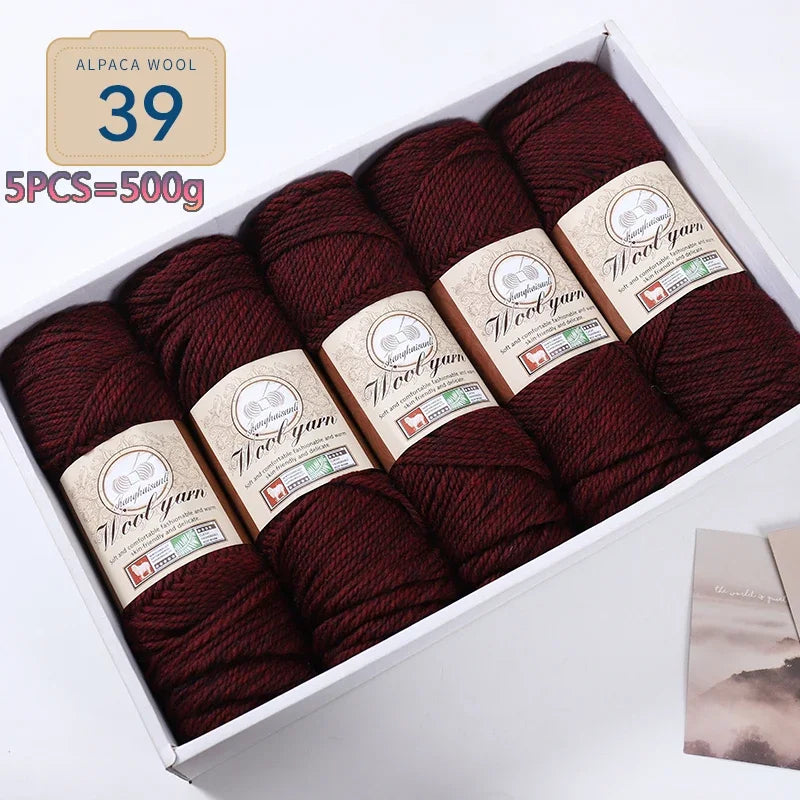 Set 5 gomitoli filato spesso alpaca 500 g – yarn grosso per maglioni, cappotti e crafting inverno