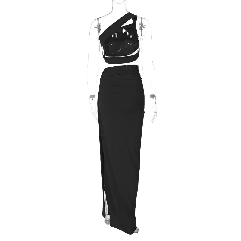 Completo 2 Pezzi Donna Estate 2025 – Top Corto Schiena Scoperta + Gonna Spacco Elegante per Party & Streetwear