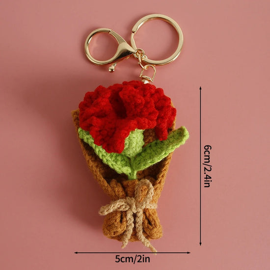 Portachiavi fiore all’uncinetto artigianale – charm amigurumi handmade per borse e chiavi