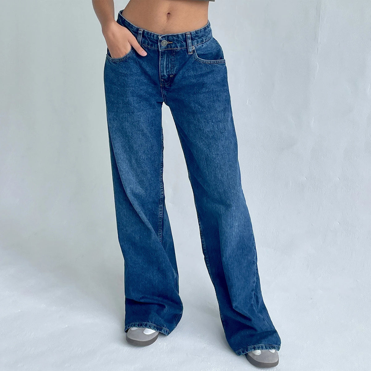 Jeans Boyfriend Donna Vita Alta con Tasche – Stile Y2K - dettaglio prodotto