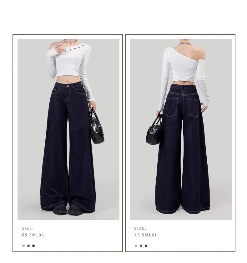 Jeans donna vita alta loose fit – Gamba dritta / wide-leg elegante per l’autunno / inverno