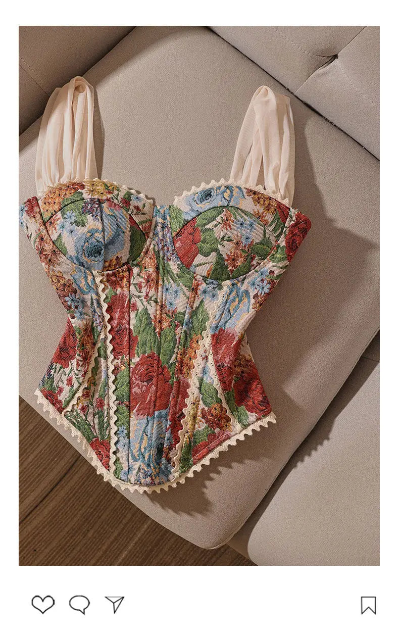 Top Donna in Pizzo Ricamato – Corsetto Elegante e Sexy