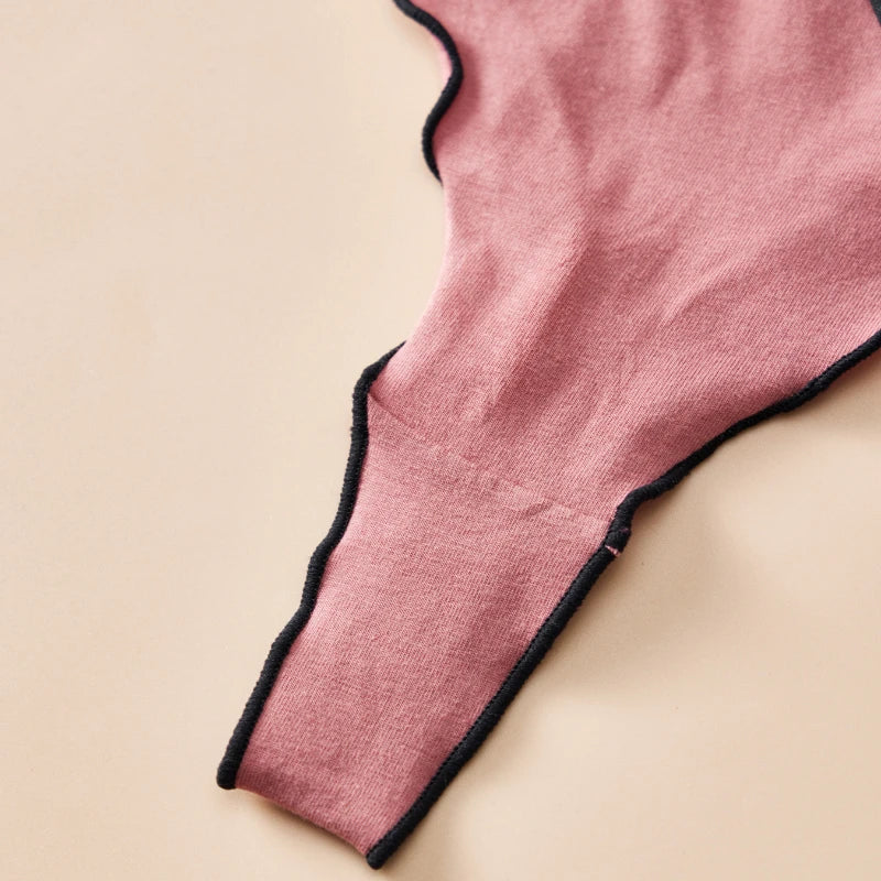 Set 4 pezzi perizomi donna in cotone – solid color, vita bassa, fascia T-back con fiocco, underwear comodo quotidiano
