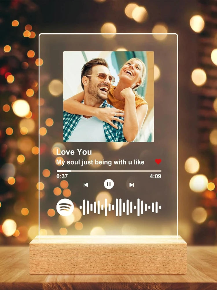 Targa Personalizzata con Musica Spotify – Lampada Acrilica Foto per Regalo Romantico