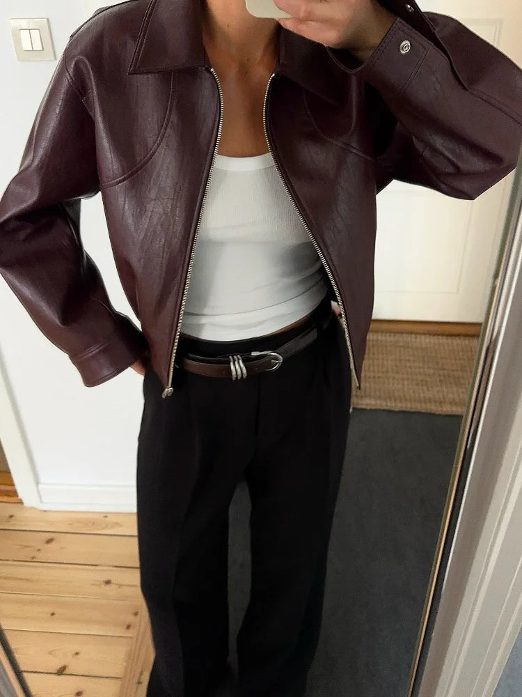 Giacca Donna Effetto Pelle Vintage con Zip - immagine 5