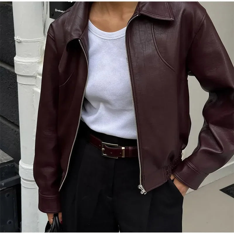 Giacca Donna Effetto Pelle Vintage con Zip - immagine 23