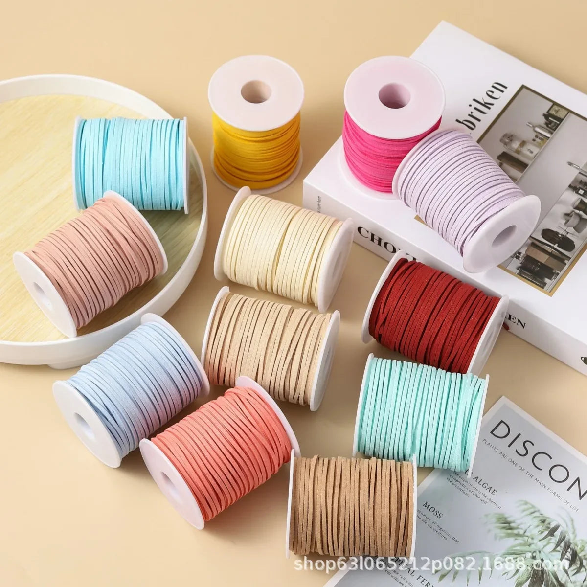 Cordoncino intrecciato in velluto coreano 45 m – Cordone in finta pelle decorazioni fai-da-te,