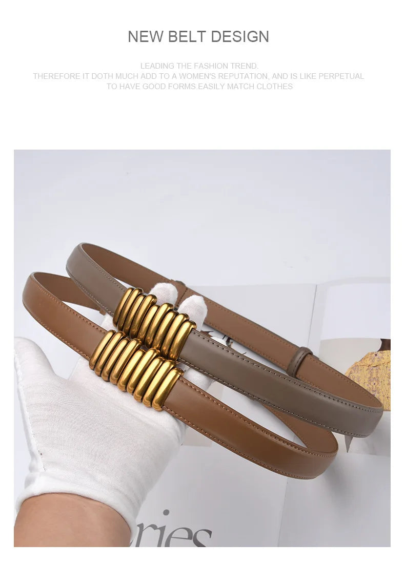 Cintura donna ecopelle vera 2025 – skinny knot belt in cowhide con fibbia gold, cintura regalo moda