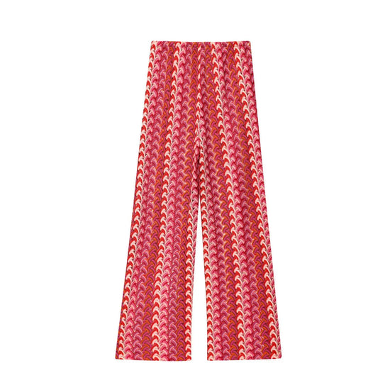 Coordinato donna in maglia crochet – top corto girocollo e pantaloni dritti vita alta